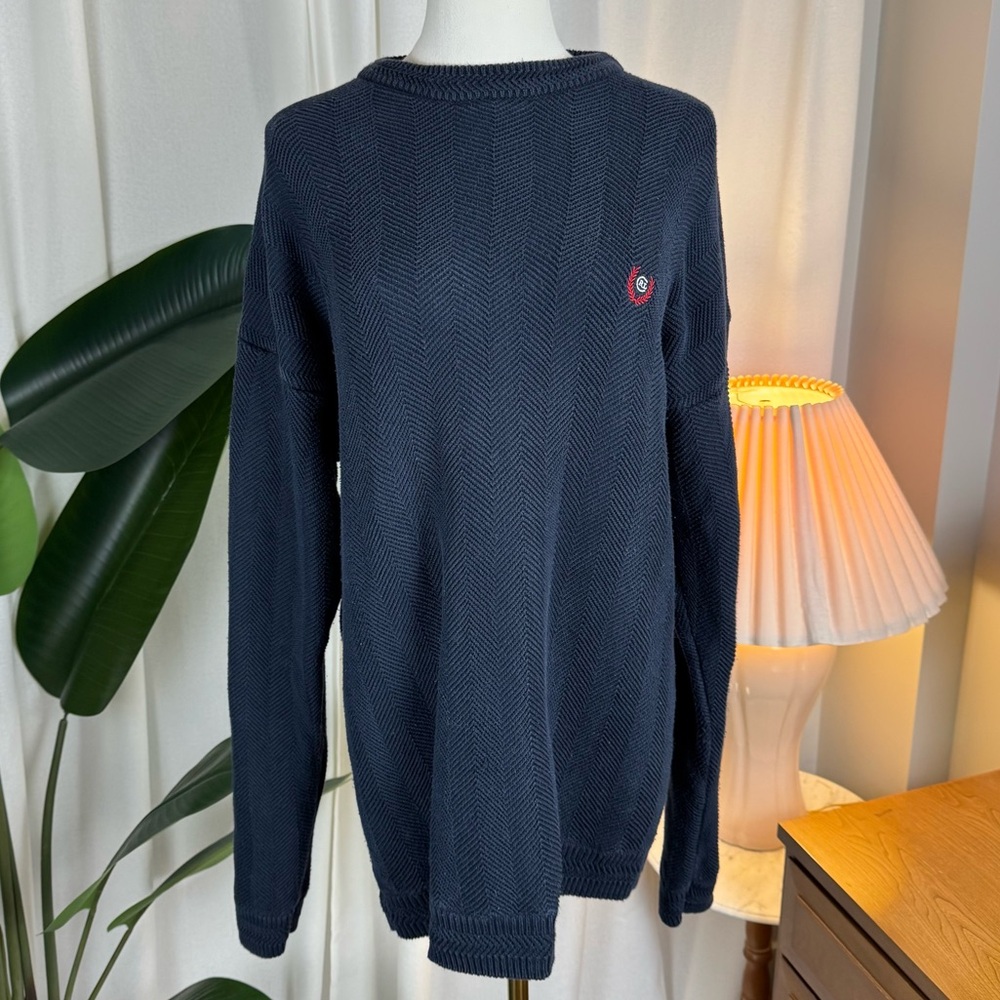 VTG CHAPS Ralph Lauren Navy Cotton Knit Sweater size Medium